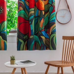 Floral Curtains Blackout Colorful Flowers Vintage Window Panels Room Darkening Leaves Pattern Nursery Curtain Drapes Thermal Insulated For Living Room Dining Room, 2 Panels