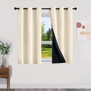 2pcs Minimalist Blackout Curtains With Coated Thermal Lining Suitable For Living Room, Bedroom, Kitchen, Bathroom, Home Decor, Room Decor