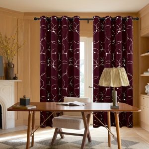 2-piece Set Of Deep Red Circle Curtains, With Perforated Hanging At The Top, Soft And Thick For Privacy Protection, Suitable For Living Roomsu002Fbedroomsu002Fdoor Curtains