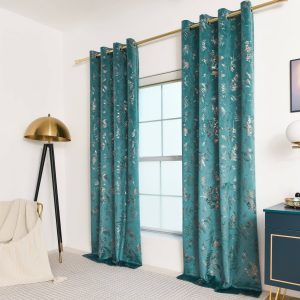 2pcs Floral Leaf Pattern Curtains, Decorative Thermal Insulated Window Drapes, Window Treatments For Bedroom Living Room, Home Decoration, Room Decoration